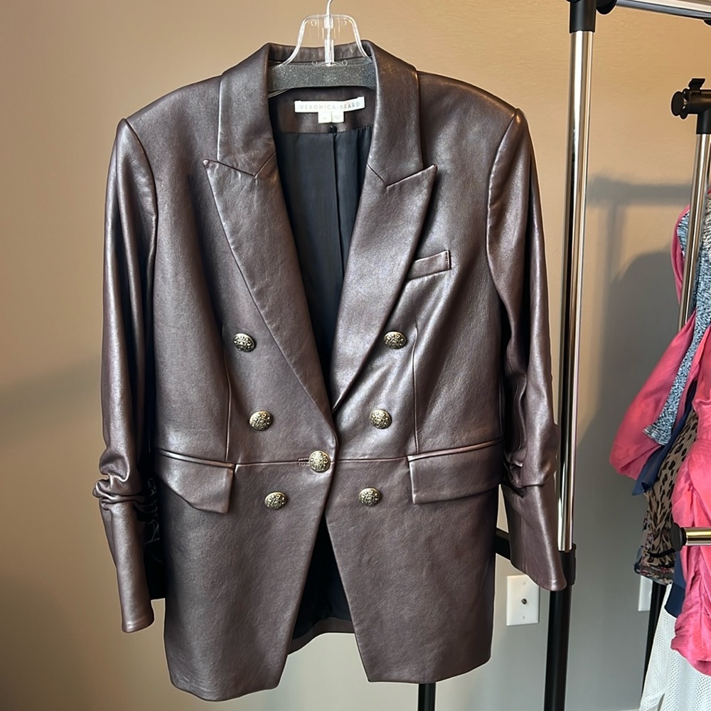 Veronica Beard chocolate leather blazer